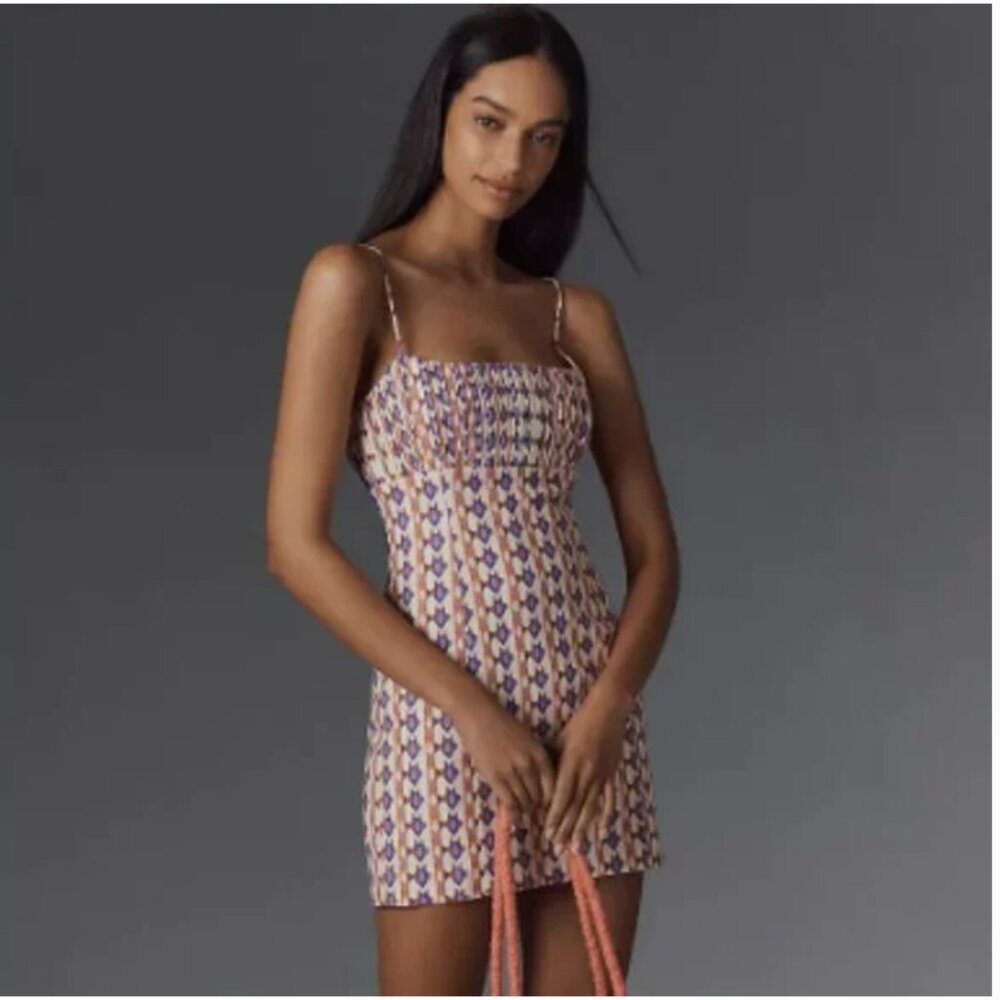 NWT Anthropologie Maeve Ophelia Purple Linen Mini Dress, 10